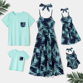 Mosaic Plant Leaves Print Family Matching Sets