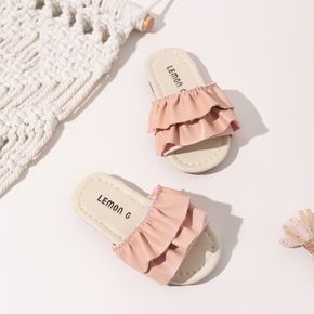Toddler Ruffle Trim Pink Slippers