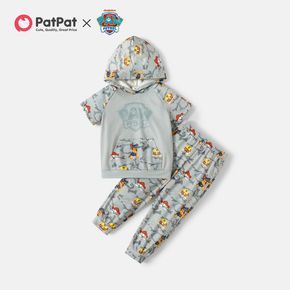 PAW Patrol 2pcs Toddler Boy Camouflage/Dog Print Hooded Short Raglan Sleeve Tee and Elasticized Pants Set