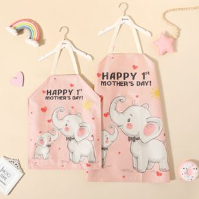 Mother's Day Cartoon Elephant Print Apron for Mom and Me