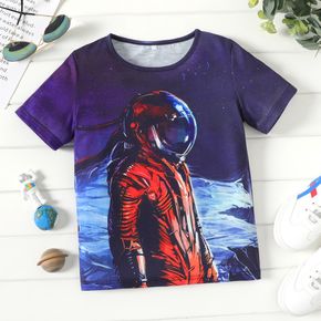 Kid Girl Astronaut/Animal Print Short-sleeve Tee