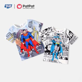 T-shirt à manches courtes à imprimé de figurines pour enfants et garçons Justice League