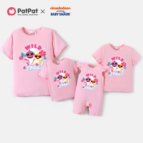 Baby Shark Mommy and Me 100% Cotton Pink Short-sleeve T-shirts