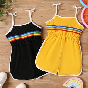 Kid Girl Striped Bowknot Design Strap Rompers