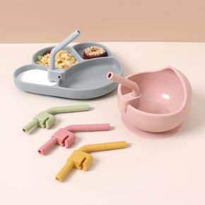 Baby Silicone Straw Multicolor Non-disposable Straw Food Accessories for Baby Self-Feeding Training