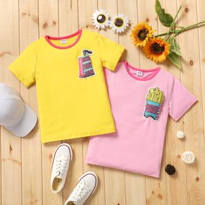Kid Girl Cute Food Patch Embroidered Short-sleeve Tee