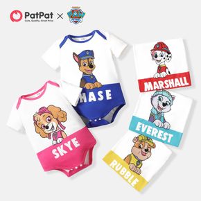 PAW Patrol Little Boy/Girl Cartoon Dog and Letter Print Colorblock Short-sleeve Romper