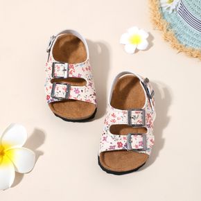 Passende Sandalen mit Klettverschluss-Fußbett und Blumendruck