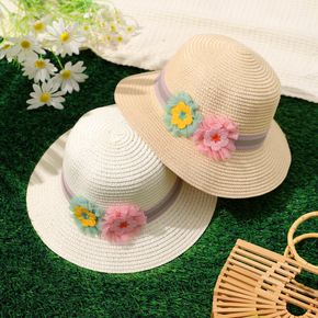 Toddler / Kid Two Flowers Decor Straw Hat