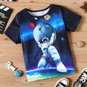 Kid Boy Space Planet Astronaut Print Short-sleeve Tee