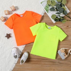 Baby Boy/Girl Fluorescent Colored Short-sleeve T-shirt with Pocket
