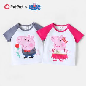 Peppa Pig Kleinkind Junge/Mädchen Farbe kurzes T-Shirt mit Raglanärmeln
