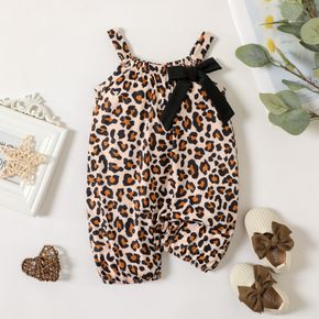 Baby Girl Bowknot Design Leopard Sleeveless Romper