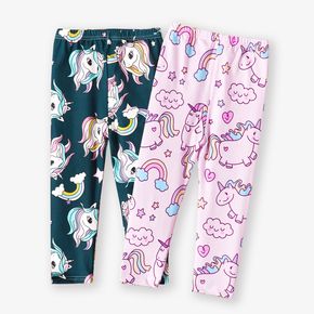 Toddler Girl Unicorn Print Elasticized Leggings