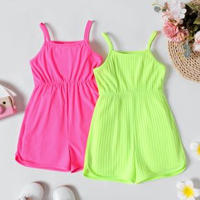 Toddler Girl Solid Color Ribbed Cami Rompers