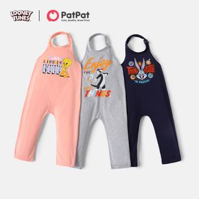 Looney Tunes Toddler Boy/Girl Letter Print Backless Halter Cotton Jumpsuit