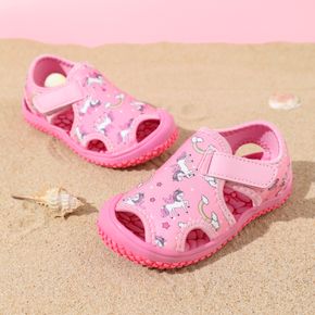 Toddler Rainbow Unicorn Pattern Pink Sandals