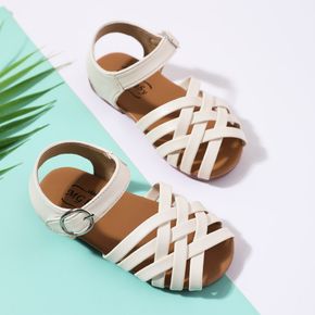 Toddler White Braided Buckle Sandals