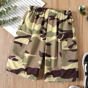 Kid Boy Casual Camouflage Print Pocket Design Elasticized Shorts