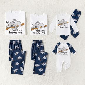 Family Matching Long-sleeve Letter and Cartoon Koala Print Pajamas Sets (Flame Resistant)