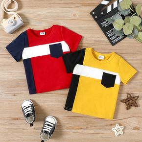 Baby Boy Colorblock Short-sleeve T-shirt with Pocket