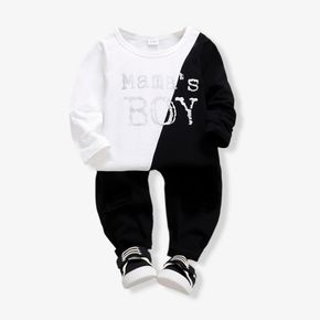 2-piece Toddler Boy Letter Casual Splice Tee and Pants Set