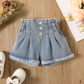 Toddler Girl Button Design Elasticized Denim Shorts