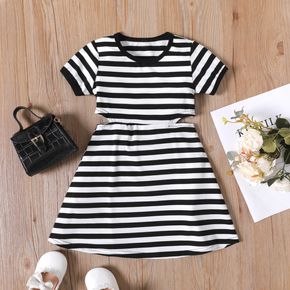 Toddler Girl Stripe Wasit Cut Out Short-sleeve Dress