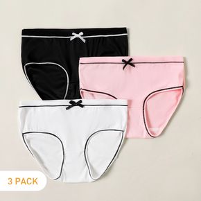 3-Pack Kid Girl 100% Cotton Bowknot Design Briefs Underwear