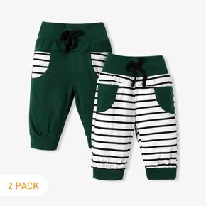2pcs Baby Boy Striped Colorblock Pants Set