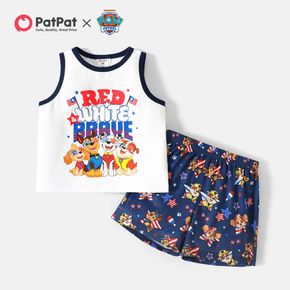 PAW Patrol 2pcs Toddler Boy 4th of July Cotton Tank Top and Allover Print Shorts Set