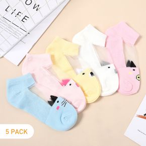 5-pairs Toddler / Kid Mesh Panel Breathable Cartoon Socks