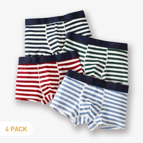 4-Pack Kid Boy 100% Cotton Stripe Boxer Briefs Underwear