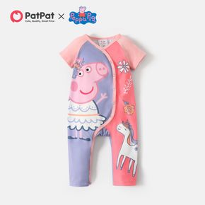 Peppa Pig Baby Girl Colorblock Raglan-sleeve Graphic Snap Jumpsuit