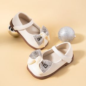 Toddler Sequin Bow Knot Decor White Flats