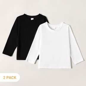 2-pack/1-pack Kid Boy/Kid Girl 100% Cotton Uniform Basic Layering Long-sleeve Tee