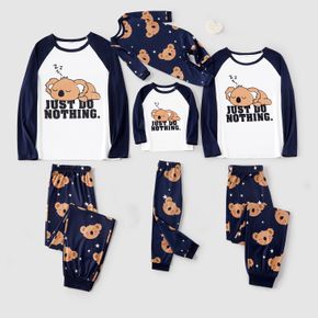 Family Matching Raglan-sleeve Letter and Koala Print Pajamas Sets (Flame Resistant)