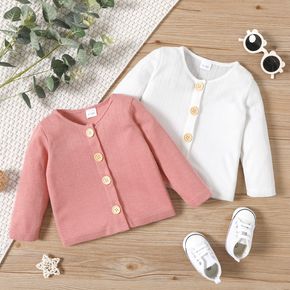 Baby Boy/Girl Solid Long-sleeve Button Up Cardigan
