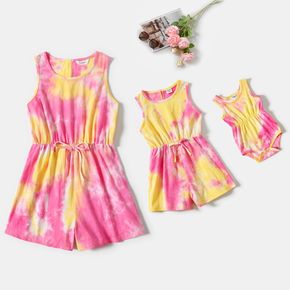 100% Cotton Tie Dye Sleeveless Tank Romper for Mom and Me