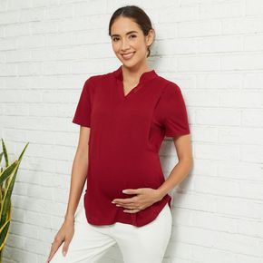 Casual Solid Short-sleeve Nursing Shirt