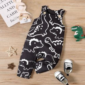 Baby Boy All Over Dinosaur Print Black Overalls