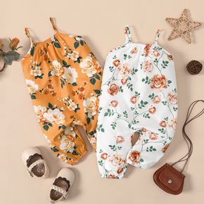 Baby Girl All Over Floral Print Sleeveless Spaghetti Strap Jumpsuit