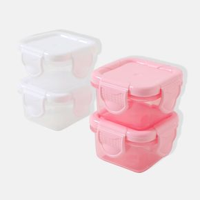 2-pack Plastic Baby Food Storage Container Portable Sealed Box with Lids Airtight Leak Proof for Refrigerator Microwavable