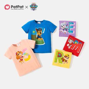 Paw Patrol Kurzarm-Baumwoll-T-Shirt mit Buchstabenaufdruck für Kleinkinder