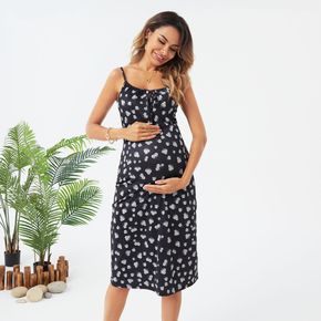 Maternity Ditsy Floral Print Lace Up Cami Dress