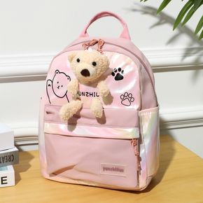 Kids Plush Doll Bear Holographic Backpack Children Bag Travel Bag Preschool Backpack