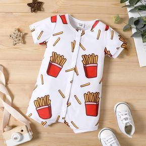 Baby Boy/Girl All Over French Fries Print Short-sleeve Snap Romper