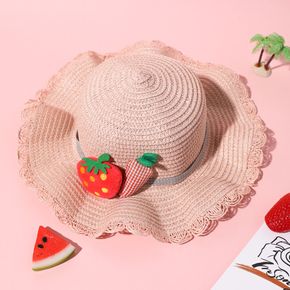 Toddler / Kid Strawberry Carrot Decor Pink Straw Hat