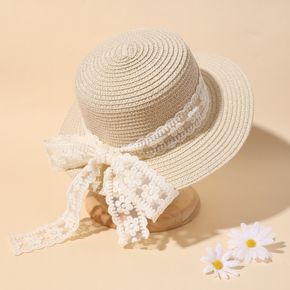 Toddler / Kid Floral Lace Bow Decor Straw Hat