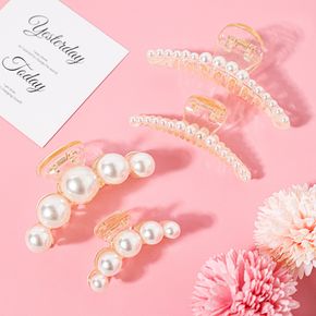 Faux Pearl Decor Hair Clips for Mom and Me